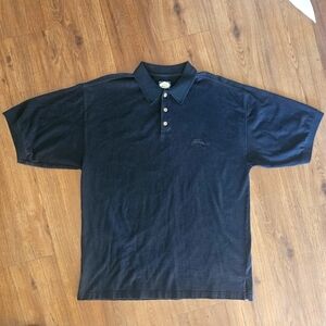 Tommy Bahama Heavyweight Golf Polo Shirt Mens L Black 100% Cotton Swordfish Logo